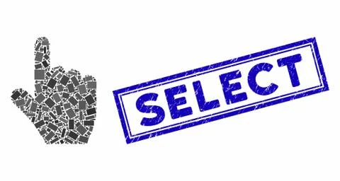 Rectangle Mosaic Select Gesture with Distress Select Seal Stock Illustration