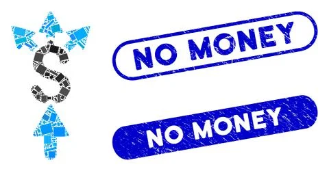Rectangle Mosaic Share Payment with Textured No Money Seals Stock Illustration