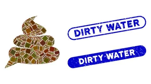 Rectangle Mosaic Shit Idea Cloud with Scratched Dirty Water Seals Ilustración de archivo