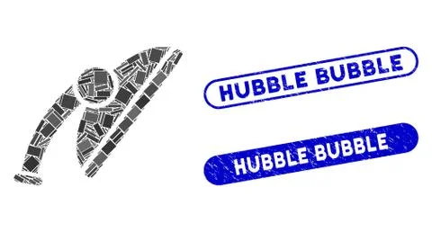 Rectangle Mosaic Shower Head with Scratched Hubble Bubble Seals Stock Illustration