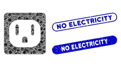 Rectangle Mosaic USA Electric Socket with Grunge No Electricity Seals Illustrazione stock