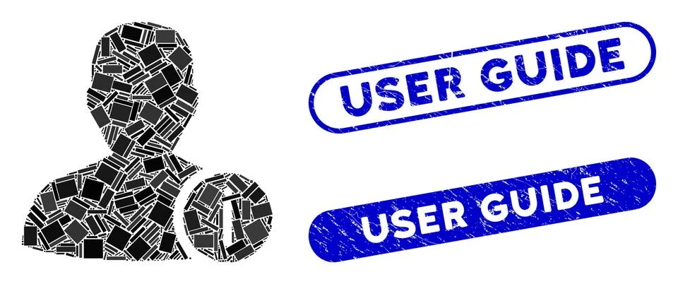 Rectangle Mosaic User Info with Distress User Guide Seals Stock Illustration