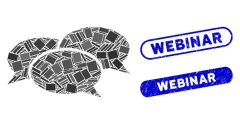 Rectangle Mosaic Webinar with Scratched Webinar Stamps Stock Illustration