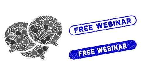 Rectangle Mosaic Webinar with Textured Free Webinar Stamps Illustrazione stock