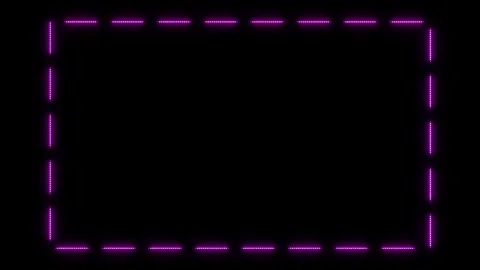Rectangle with moving dashed lines in pink neon lights, illuminated frame. Stockbeeldmateriaal 335763780