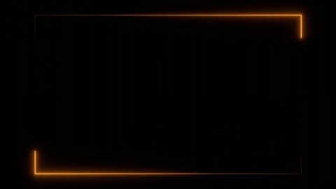 Rectangle with moving lines in orange neon light, illuminated frame. Video stock 335763753