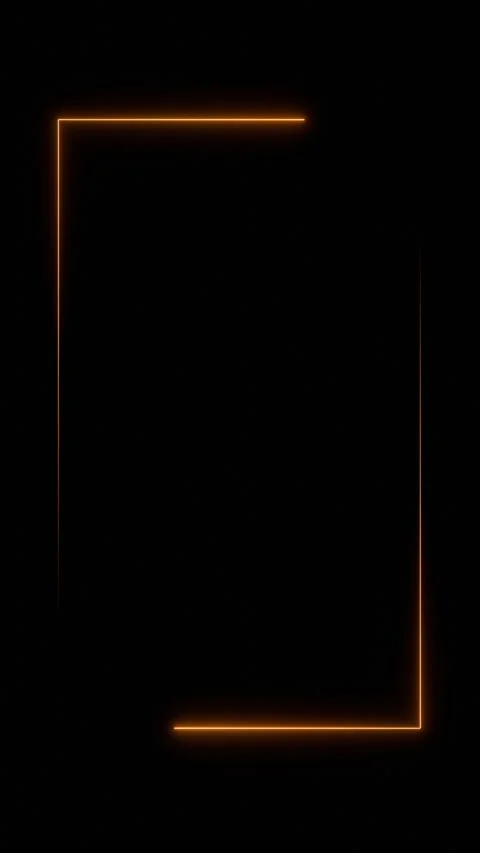 Rectangle with moving lines in orange neon light, illuminated frame. Video stock 335763841