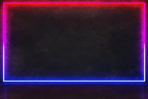 Rectangle neon on a dark wall Stock Illustration