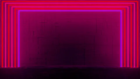 Rectangle Neon Frame Animated On Tech Background Stock-Footage 306004640