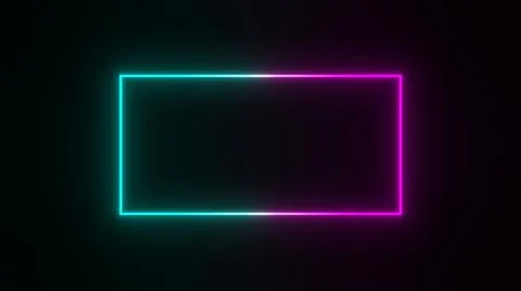 Rectangle neon frame sign 3D render illustration Stock Illustration