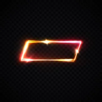 Rectangle neon frame on transparent background. Stock Illustration