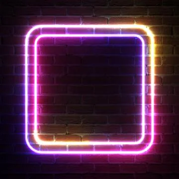 Rectangle Neon Light Frame for Template and Layout. 3d Rendering Stock Illustration