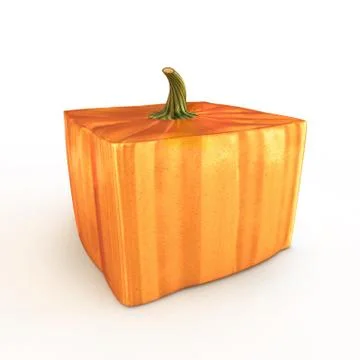 Rectangle Orange pumpkin on a white background. 3d render Stock Illustration