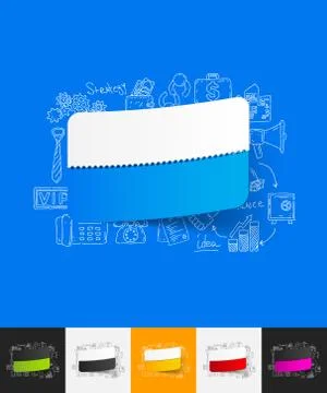 Rectangle paper sticker with hand drawn elements イラスト素材