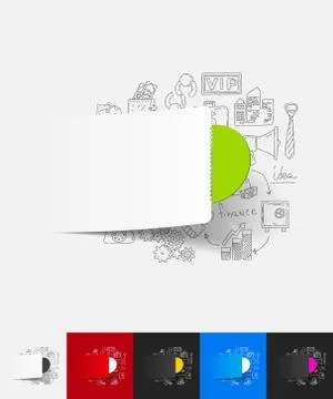 Rectangle paper sticker with hand drawn elements Illustrazione stock