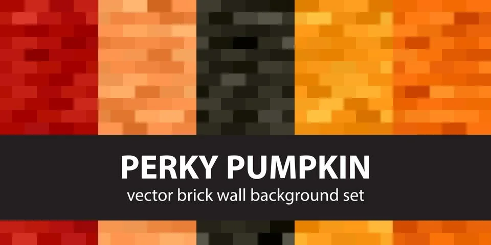 Rectangle pattern set Perky Pumpkin. Vector seamless brick wall backgrounds Illustrazione stock