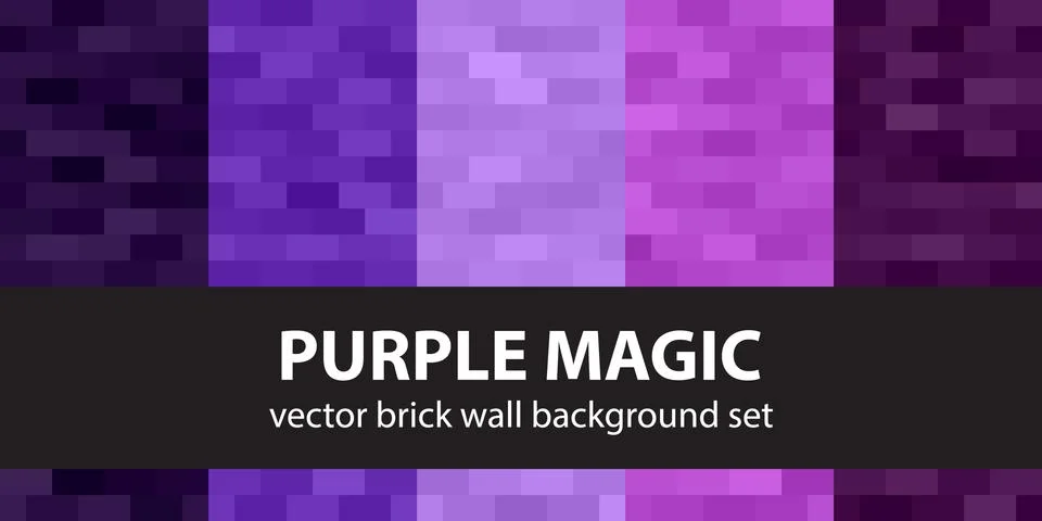 Rectangle pattern set "Purple Magic". Vector seamless backgrounds Stock Illustration