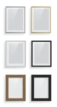 Rectangle picture or photo frames set isolated on white background. Vector Illustrazione stock
