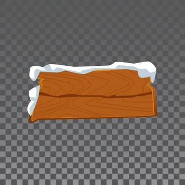 Rectangle piece of wood plank with blank copy space with white snow cap Stock Illustration