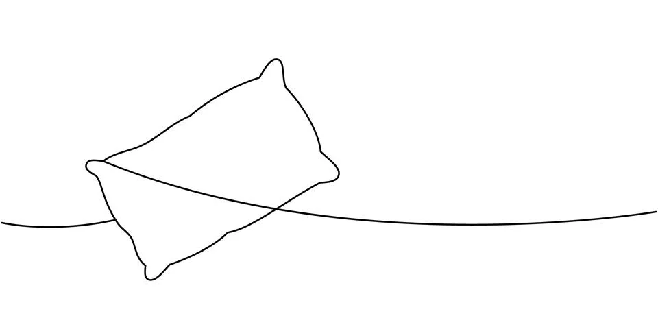 Rectangle pillow one line continuous drawing. Comfortable fluffy pillow. Vector Stock Illustration