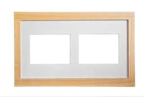Rectangle pine photo frame with two picture frame mats inside Foto stock