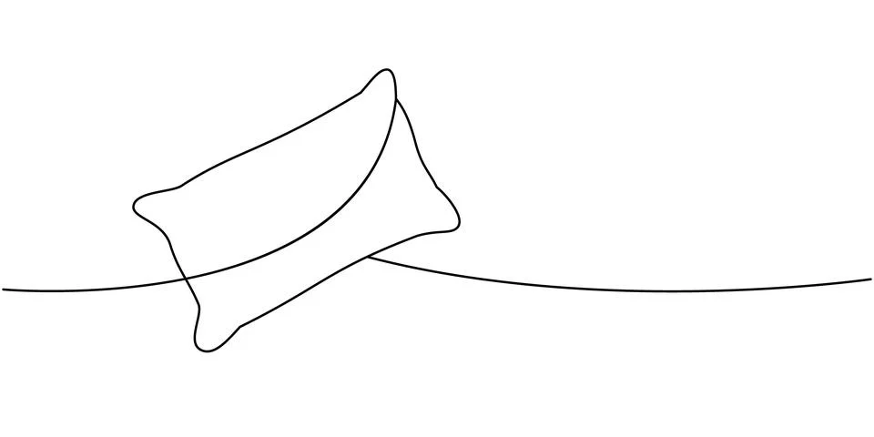 Rectangle plump pillow one line continuous drawing. Fluffy pillow for sleeping Illustrazione stock