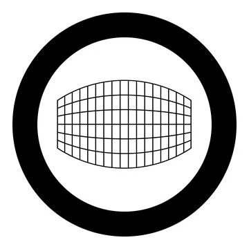 Rectangle in projection grid checkered icon in circle round black color vec.. Illustrazione stock
