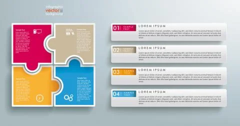 Rectangle Puzzle 4 Pieces Tabs Stock Illustration