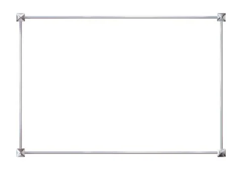 Rectangle realistic frame metal with corner elements of metallic squares. Stock Illustration