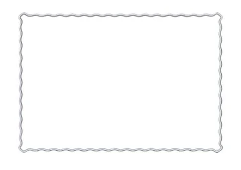 Rectangle realistic frame metal or silver waves. Slender on white background. Illustrazione stock