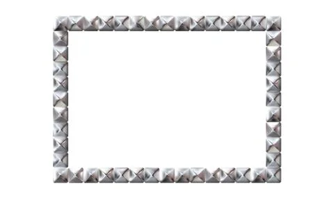 Rectangle realistic frame from silver square rivets pyramid claws for leather Illustrazione stock
