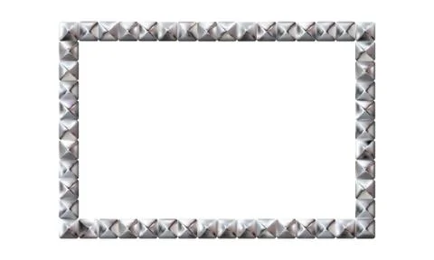 Rectangle realistic frame from silver square rivets pyramid claws for leather Stock Illustration