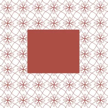 Rectangle on red and white geometric floral pattern. Stockillustratie