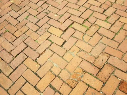 Rectangle red bricks or masonry on ground Foto stock