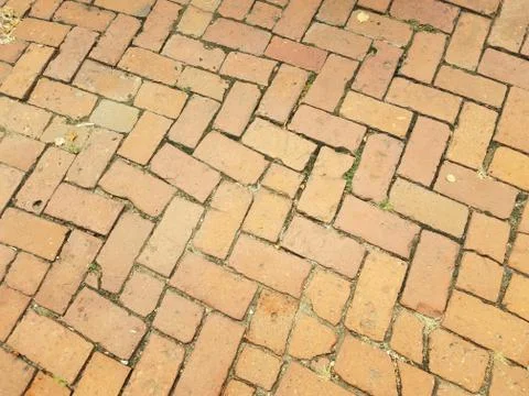 Rectangle red bricks or masonry on ground Foto stock