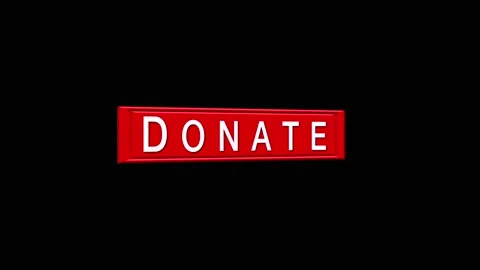 Rectangle red button DONATION.  Donate Icon on the black screen Stock Footage 147120247