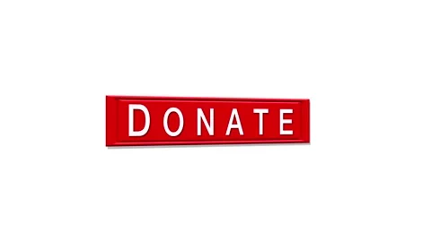 Rectangle red button DONATION.  Donate Icon on white screen Stock Footage 147120254