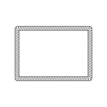 Rectangle rope frame with rounded corners in outline sketch style 스톡 일러스트