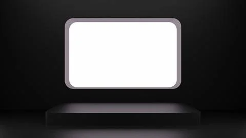 Rectangle with rounded corners in the wall and pedestal Illustrazione stock
