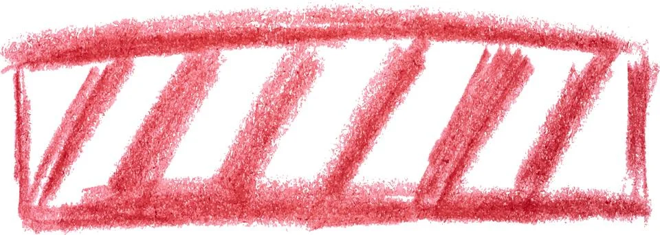 Rectangle shaded with slanted lines in red pencil on isolated background Stock Illustration