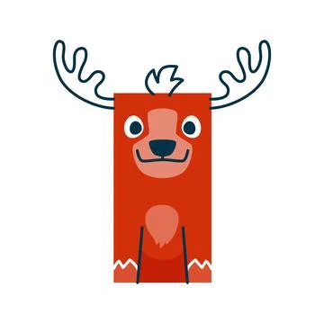 Rectangle in shape of deer animal with antlers 库存插图