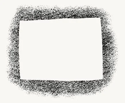 Rectangle shape frame with textured edges. Grunge style black square frame with Stock Illustration