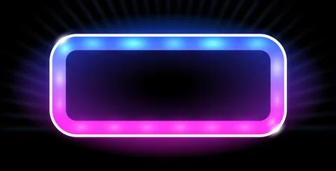 Rectangle Shape LED Lamp Neon Color Frame Stock Illustration