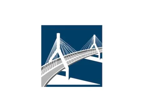 Rectangle shape with modern bridge inside イラスト素材