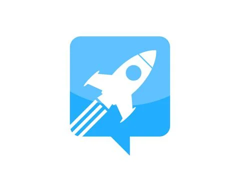 Rectangle shape with rocket and bubble chat Stock Illustration
