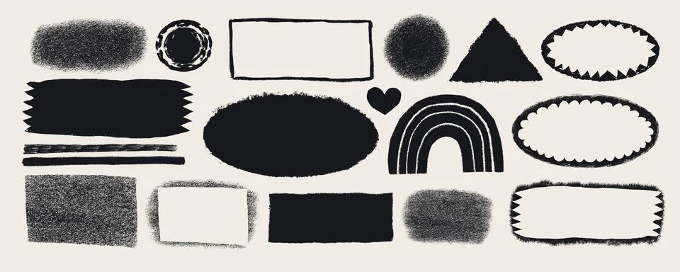 Rectangle shape with rough torn edges. Grunge style black square frame with Stock Illustration