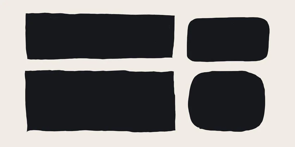 Rectangle shape set with rough torn edges. Grunge style black square frame with Stock Illustration