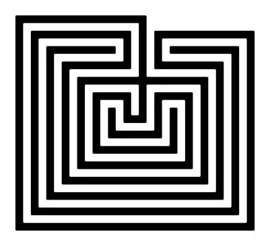Rectangle shaped Cretan labyrinth, classical design, 7 courses single path 스톡 일러스트