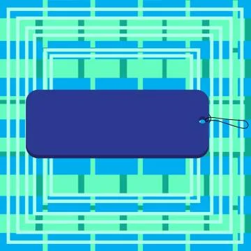 Rectangle shaped empty colored label attached by black string in right side on Illustrazione stock