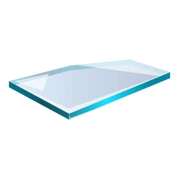 Rectangle shaped glass plate floating on white background Illustrazione stock